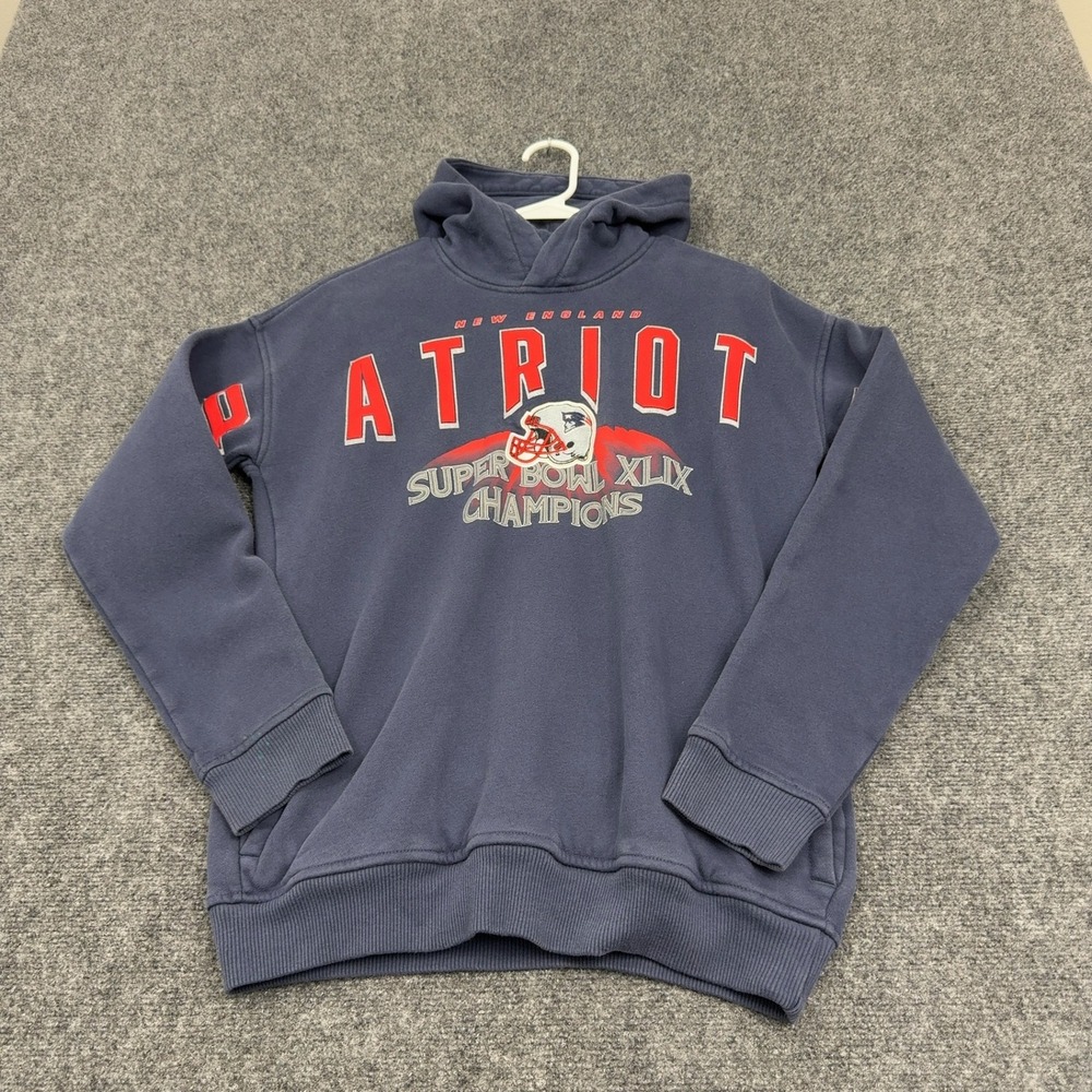 New England Patriots NFL Hoodie Youth 15/16 Navy‎ Blue Cotton Super Bowl XLIX